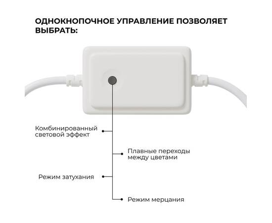 Контроллер RGB 220В 500Вт однокнопочный для светодиодного неона Apeyron 17-49 smd 5050 04-190, изображение 5