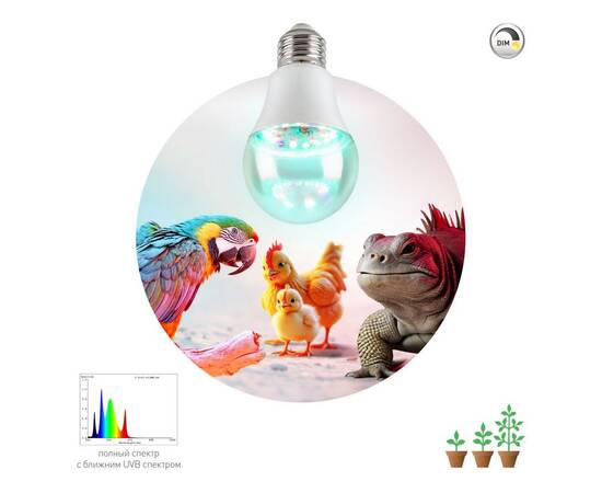 Светодиодная лампа для птиц и рептилий Эра FITO-Dim 9W Chicken E27 Б0059884, изображение 7