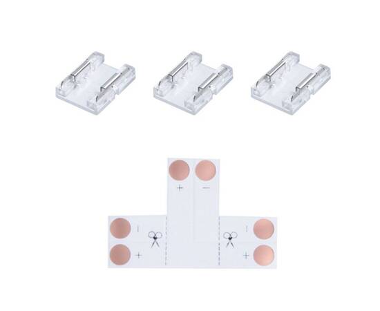 Комплект коннекторов (Т-образный +3 клипсы) для одноцв. светод. ленты 12/24В, COB, IP20, подложка 8