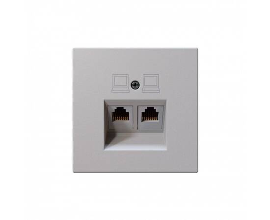 Интернет-розетка RJ45 двойная с накладкой, цвет Черный матовый (soft touch) Jasmart FD6106PWM