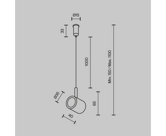 Потолочный коннектор с тросовым подвесом Maytoni Technical Tau TRA154CSW-1BS, изображение 5