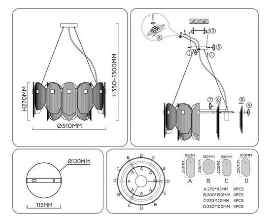 Подвесной светильник Ambrella Light High Light Crystal LH31201, изображение 7