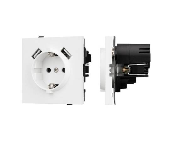 Механизм розетки с USB зарядкой Arlight SCT-TENDO-MUAA-PL-WH (230V, 16A) 054082