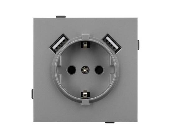 Механизм розетки с USB зарядкой Arlight SCT-TENDO-MUAA-PL-GR (230V, 16A) 054084, изображение 3