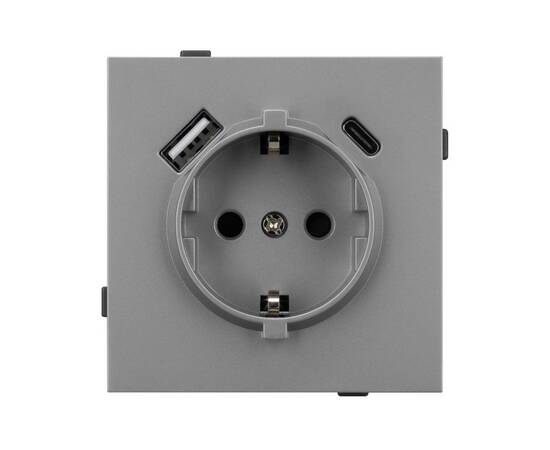 Механизм розетки с USB зарядкой Arlight SCT-TENDO-MUAC-PL-GR (230V, 16A) 054088, изображение 3