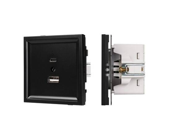 Механизм USB розетки Arlight SCT-TENDO-MUAC-PL-BK (5V, 3A, QC3) 054095