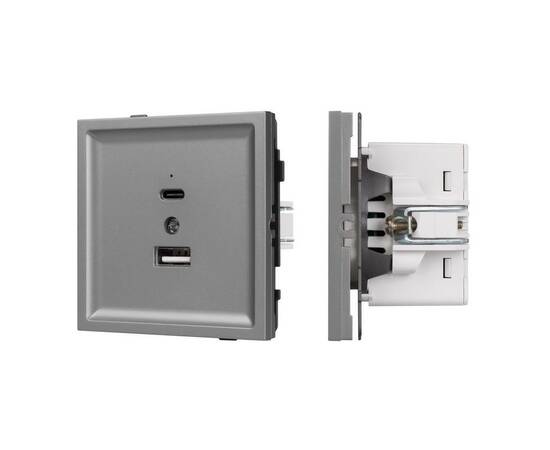 Механизм USB розетки Arlight SCT-TENDO-MUAC-PL-GR (5V, 3A, QC3) 054096
