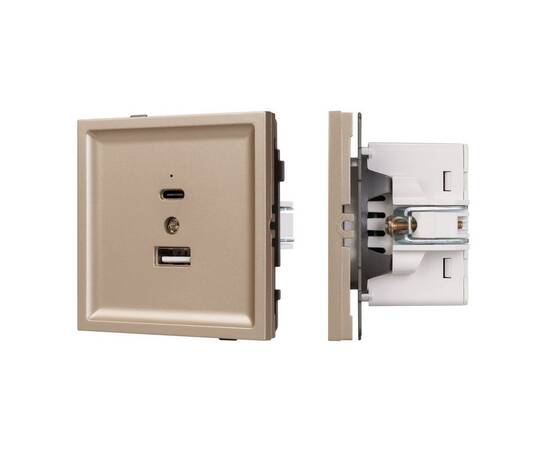 Механизм USB розетки Arlight SCT-TENDO-MUAC-PL-GD (5V, 3A, QC3) 054097