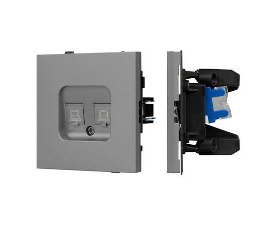 Механизм компьютерной розетки двойной Arlight SCT-TENDO-MPC2-PL-GR (RJ-45, CAT6) 054102