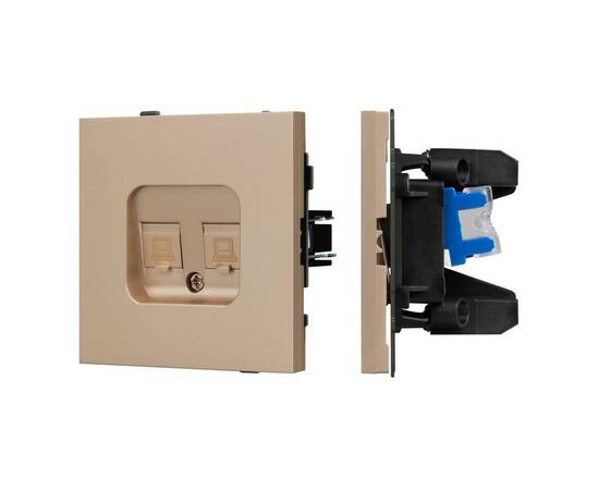 Механизм компьютерной розетки двойной Arlight SCT-TENDO-MPC2-PL-GD (RJ-45, CAT6) 054103
