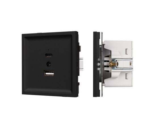 Механизм USB розетки Arlight SCT-TENDO-MUAC-SFPL-BK (5V, 3A, QC3) 054536