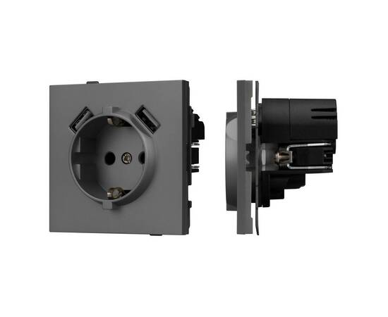 Механизм розетки с USB зарядкой Arlight SCT-TENDO-MUAA-SFPL-GR (230V, 16A) 054605