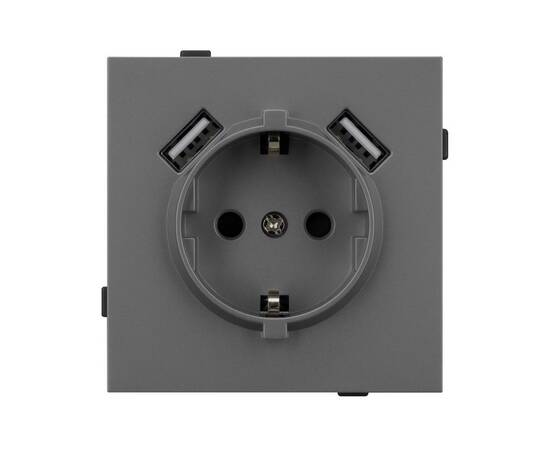 Механизм розетки с USB зарядкой Arlight SCT-TENDO-MUAA-SFPL-GR (230V, 16A) 054605, изображение 3