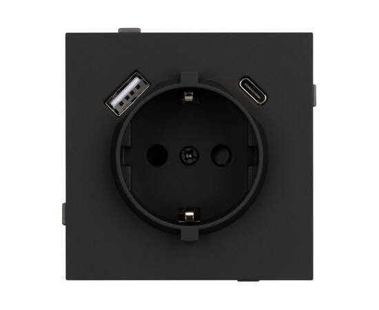 Механизм розетки с USB зарядкой Arlight SCT-TENDO-MUAC-SFPL-BK (230V, 16A) 054607, изображение 3