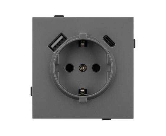 Механизм розетки с USB зарядкой Arlight SCT-TENDO-MUAC-SFPL-GR (230V, 16A) 054609, изображение 3