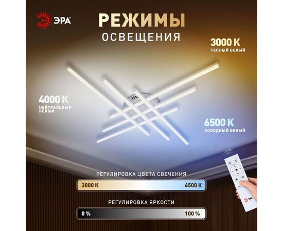 Потолочный светильник Эра Модерн Nora CLL-1-109W 3K-6,5K RC WH, изображение 13