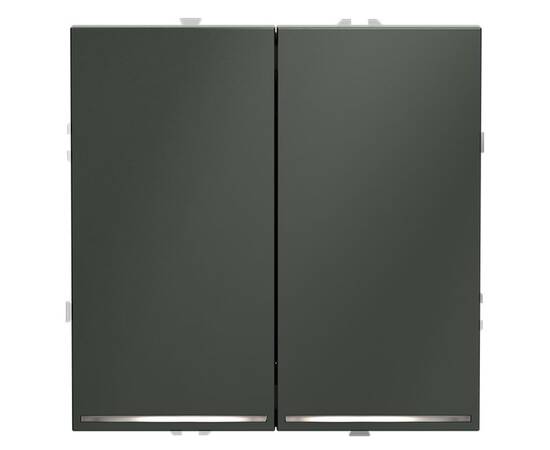 Выключатель встраиваемый VOLTUM S70 двухклавишный с подсветкой (титан) VLS020206