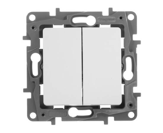 Выключатель двухклавишный Legrand Etika 10A 250V белый 672202