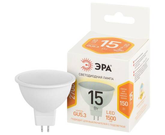Лампа светодиодная Эра STD LED MR16-15W-827-GU5.3 2700K, изображение 2