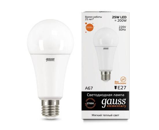 Лампа светодиодная Gauss E27 25W 3000K матовая 73215