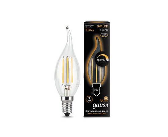 Лампа светодиодная диммируемая Gauss филаментная E14 5W 2700К прозрачная 104801105-D
