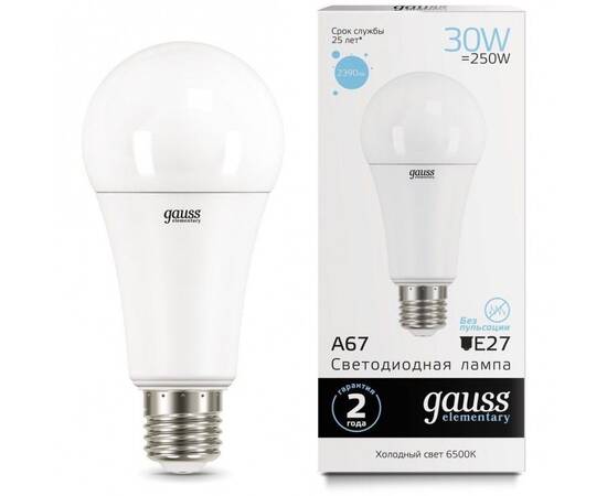 Лампа светодиодная Gauss E27 30W 6500K матовая 73239