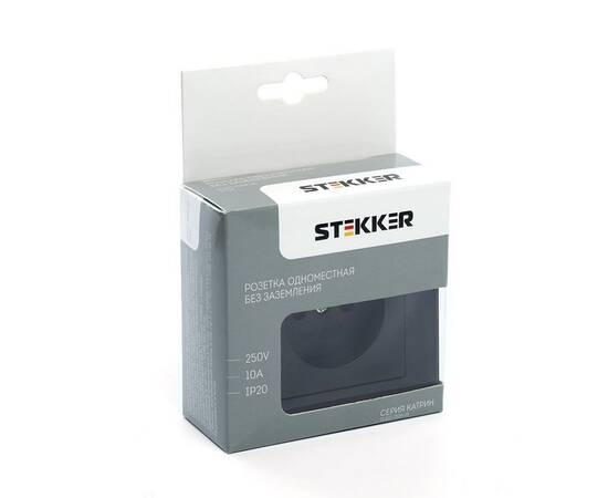 Розетка 2P Stekker Катрин со шторками черный GLS10-7009-05 39512, изображение 2