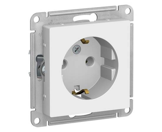 Розетка Systeme Electric ATLASDESIGN, скрытый монтаж, с заземлением, винтовые клеммы, белый