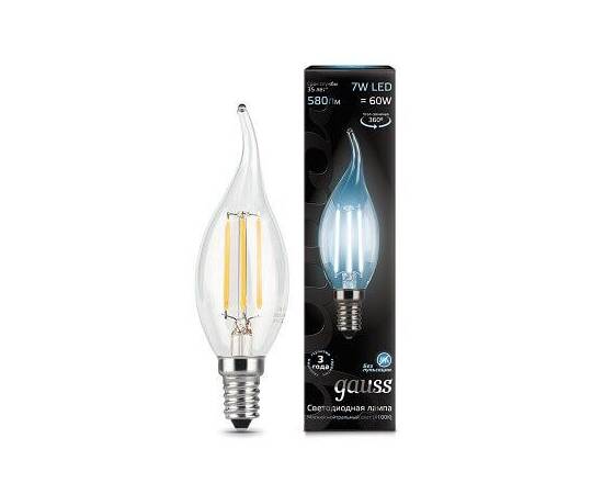 Лампа светодиодная филаментная Gauss E14 7W 4100К прозрачная 104801207