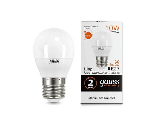 Лампа светодиодная Gauss E27 10W 3000K матовая 53210