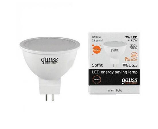 Лампа светодиодная Gauss GU5.3 7W 3000K матовая 13517