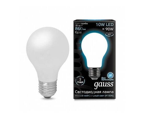 Лампа светодиодная филаментная Gauss E27 10W 4100К матовая 102202210