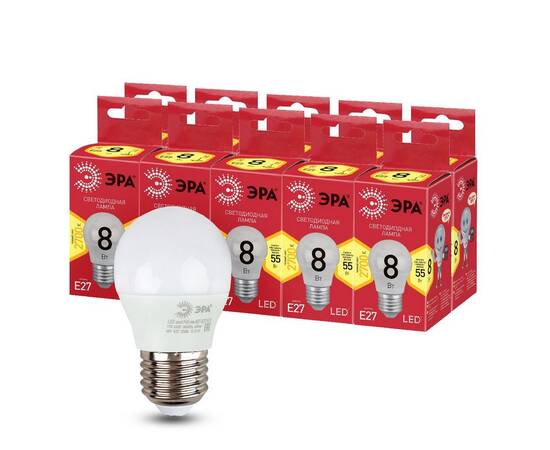 Лампа светодиодная Эра E27 8W 2700K LED P45-8W-827-E27 R Б0053028, изображение 4