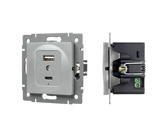 Механизм USB розетки Arlight SCT-MUAC-PL-GR-V (5V, 3A, QC4) 049840