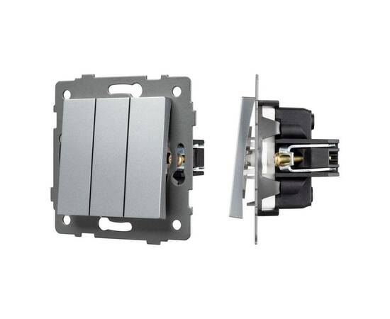 Механизм выключателя трехклавишный непроходной Arlight SWT-MK03-PL-GR-V (250V, 10A) 049898