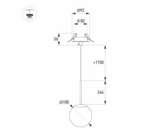 Подвесной светильник Arlight SP-BEADS-HANG-BUILT-T-R100-8W Warm3000 (BK, 180 deg, 230V) 056419, изображение 4