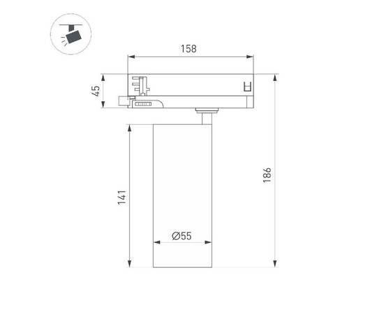 Трековый трехфазный светильник Arlight LGD-GERA-4TR-R55-10W Day4000 (BK, 36 deg, 230V) 055108, изображение 5