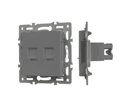 Механизм компьютерной розетки двойной Arlight SCT-MPC2-PL-GR (RJ-45, CAT6) 045338
