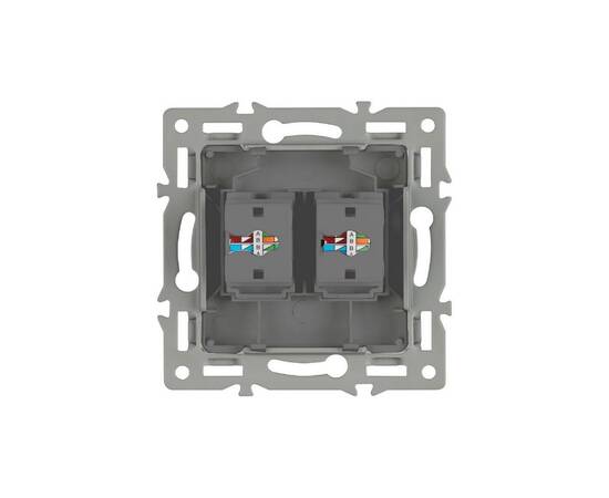 Механизм компьютерной розетки двойной Arlight SCT-MPC2-PL-GR (RJ-45, CAT6) 045338, изображение 2