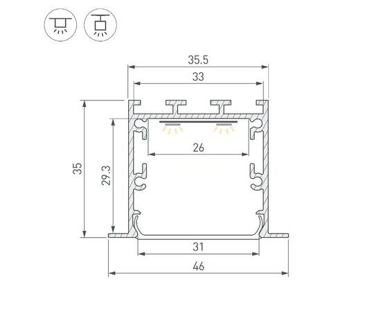Профиль Arlight LINIA49-F-М-2500 BLACK 055395, изображение 3