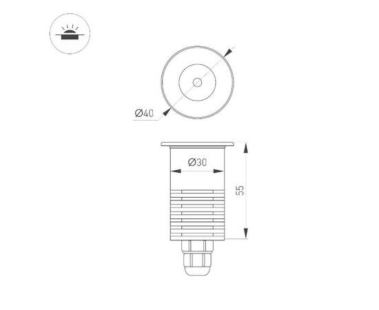 Грунтовый светильник Arlight ART-GROUND-R40-3W Warm3000 (SL, 36 deg, 24V) 048820, изображение 3