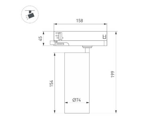 Трековый трехфазный светильник Arlight LGD-GERA-4TR-R74-20W Warm3000 (BK, 15 deg, 230V) 055172, изображение 5
