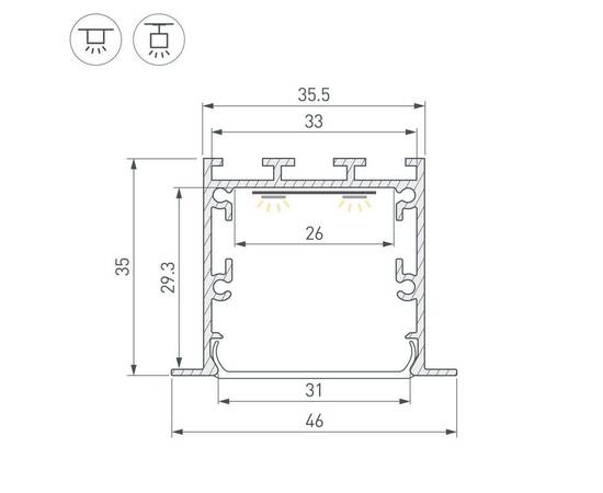Профиль Arlight LINIA49-F-M-2000 WHITE 057032, изображение 3