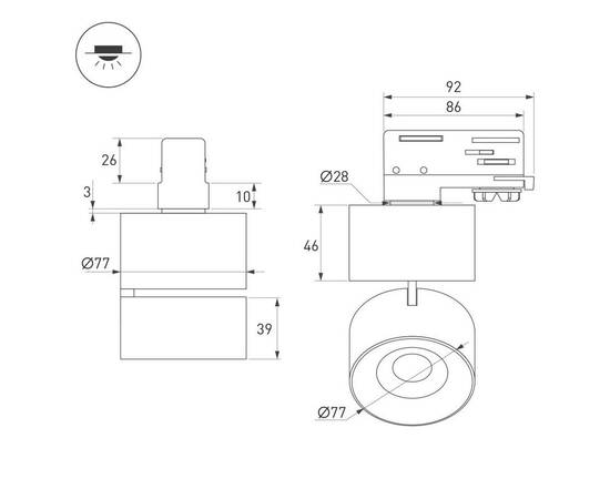 Трековый трехфазный светильник Arlight SP-PLURIO-TRACK-4TR-R77-9W Day4000 038109, изображение 4