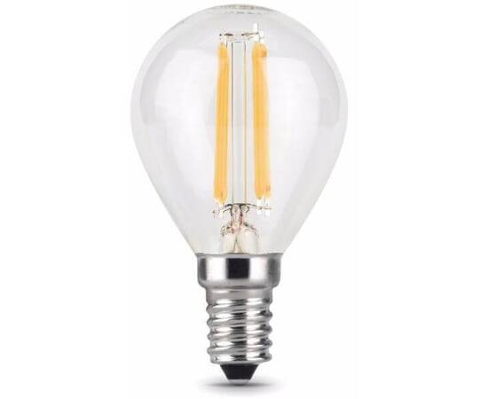 Лампа светодиодная филаментная Gauss E14 7W 4100К прозрачная 105801207, изображение 2