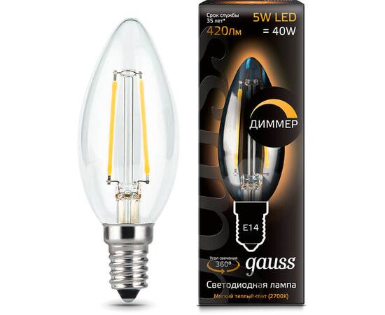 Лампа светодиодная диммируемая Gauss филаментная E14 5W 2700К прозрачная 103801105-D