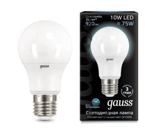 Лампа светодиодная Gauss LED A60 E27 10W 4100K матовая 102502210