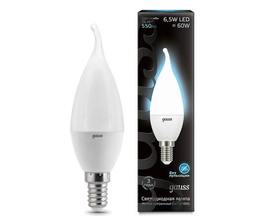 Лампа светодиодная Gauss E14 6.5W 4100K матовая 104101207, изображение 2