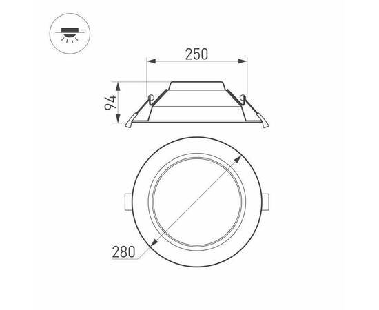 Встраиваемый светодиодный светильник Arlight IM-Cyclone-R280-40W Day4000 023219(2), изображение 2