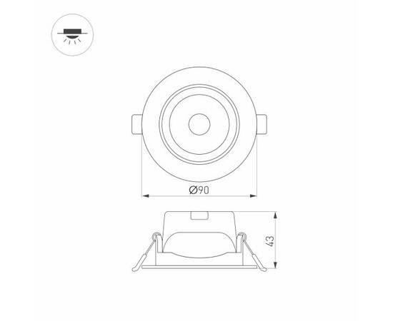Встраиваемый светодиодный светильник Arlight LTD-Polar-Turn-R90-7W Warm3000 032310, изображение 2